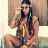 Hnědá čelenka hippie s peříčky